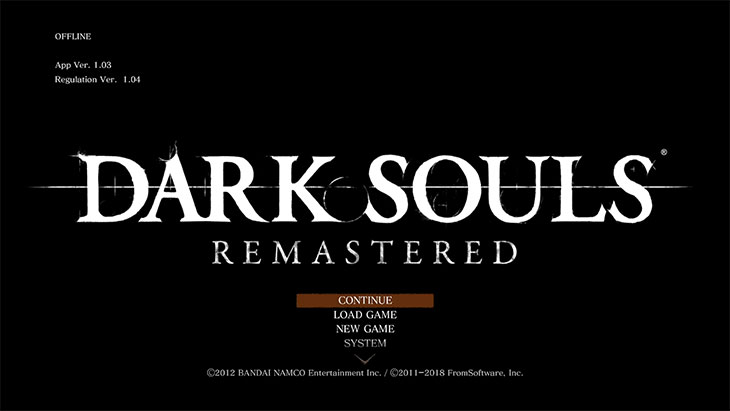 Dark Souls Remasteredのスタート画面