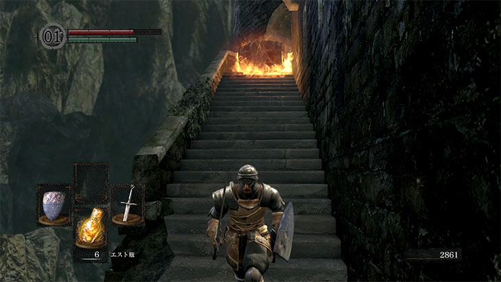 Dark Souls Remasteredの城下不死街の火樽のトラップ
