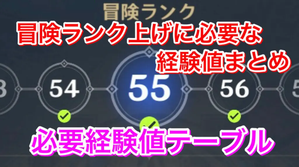 原神 冒険ランク上げに必要な経験値まとめ 経験値テーブル キャラゲッ