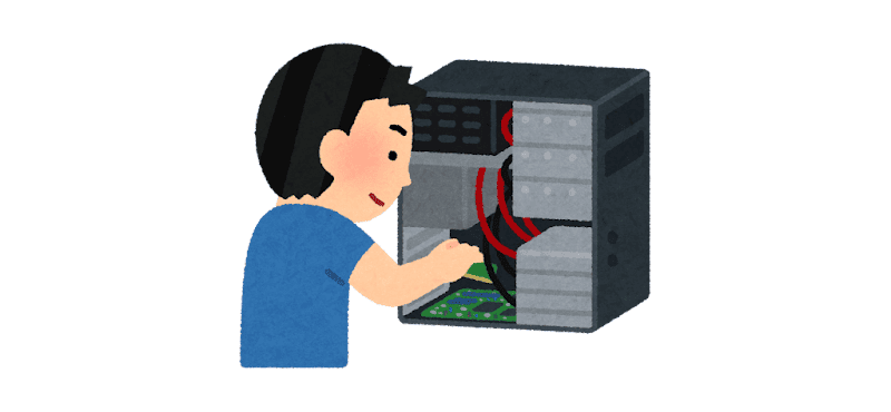 パソコンを組み立てている人のイラスト